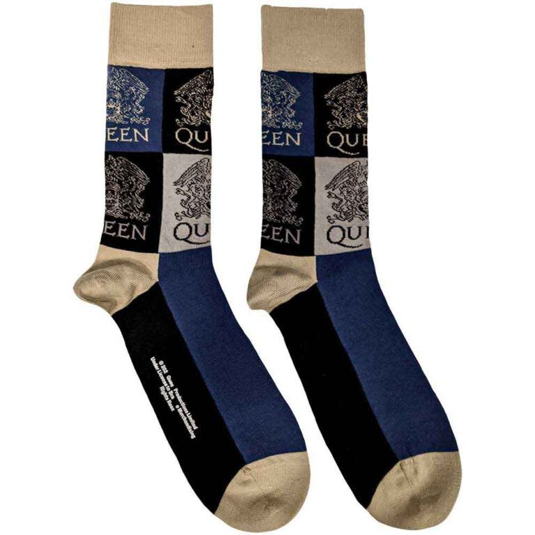 Queen Unisex Crest Blocks Navy Blue UK Size 7 – 11 Socks