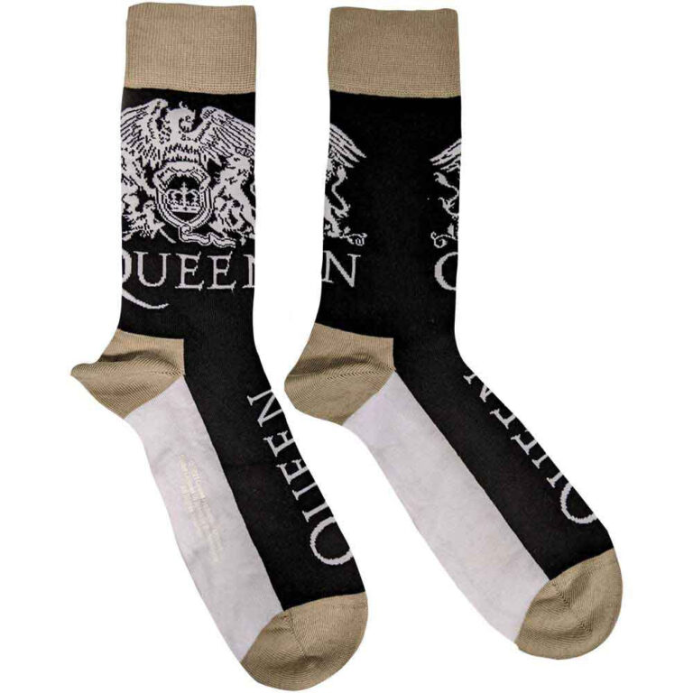 Queen Unisex Crest & Logo Black UK Size 7 – 11 Socks