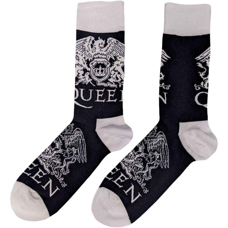 Queen Unisex White Crests Navy Blue UK Size 4 – 7 Socks