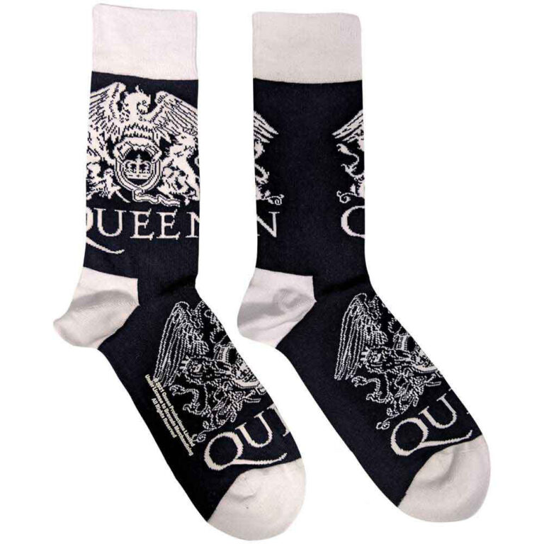 Queen Unisex White Crests Navy Blue UK Size 4 – 7 Socks