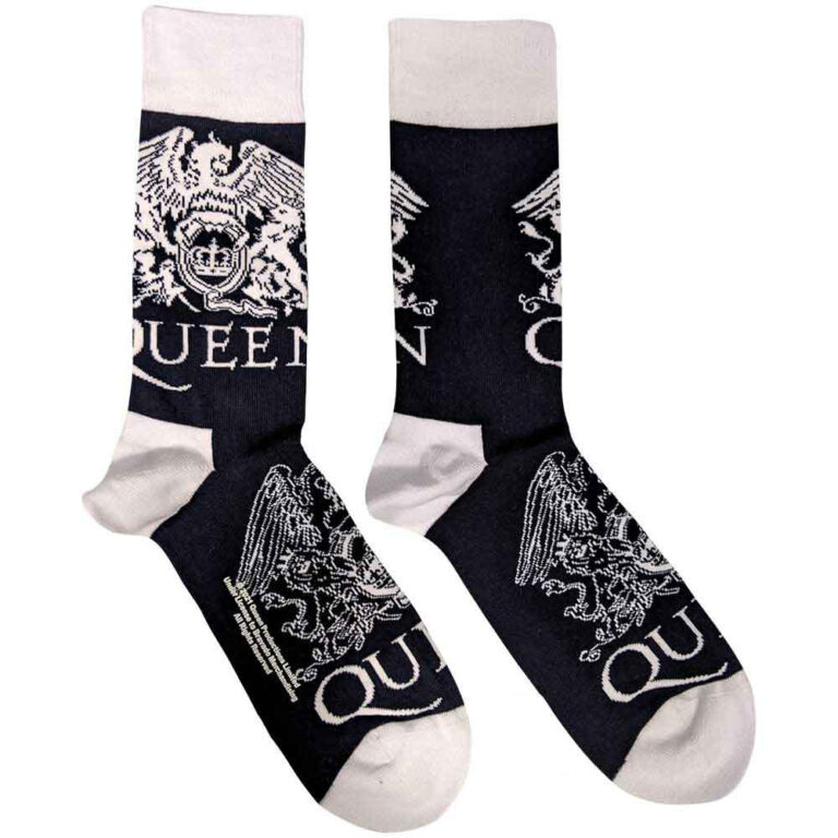 Queen Unisex White Crests Navy Blue UK Size 7 – 11 Socks