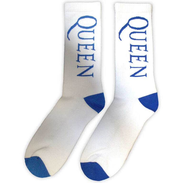 Queen Blue Logo White UK Size 7 – 11 Terry Socks