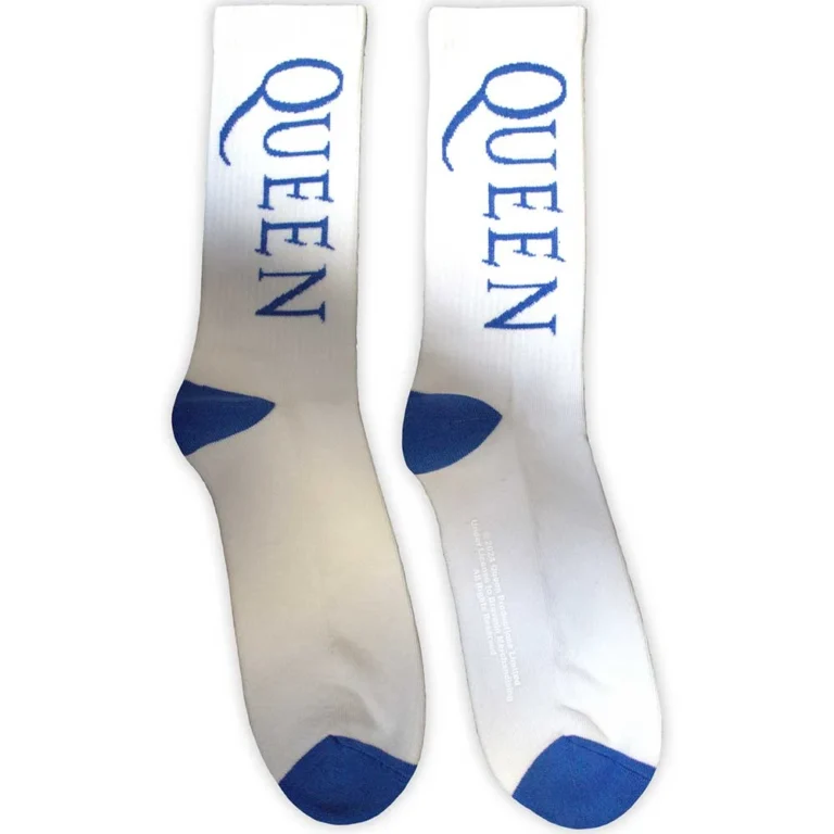 Queen Blue Logo White UK Size 7 – 11 Terry Socks