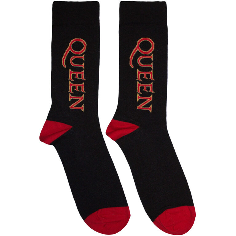 Queen Unisex Red Logo Vertical Black UK Size 6 – 11 Socks