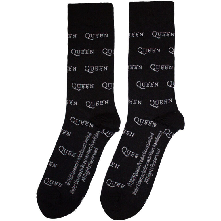 Queen Unisex Logo Repeat Mono Black UK Size 6 – 11 Socks