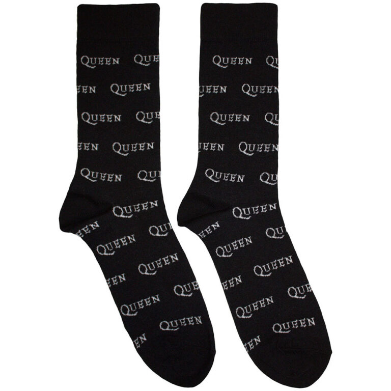 Queen Unisex Logo Repeat Mono Black UK Size 6 – 11 Socks