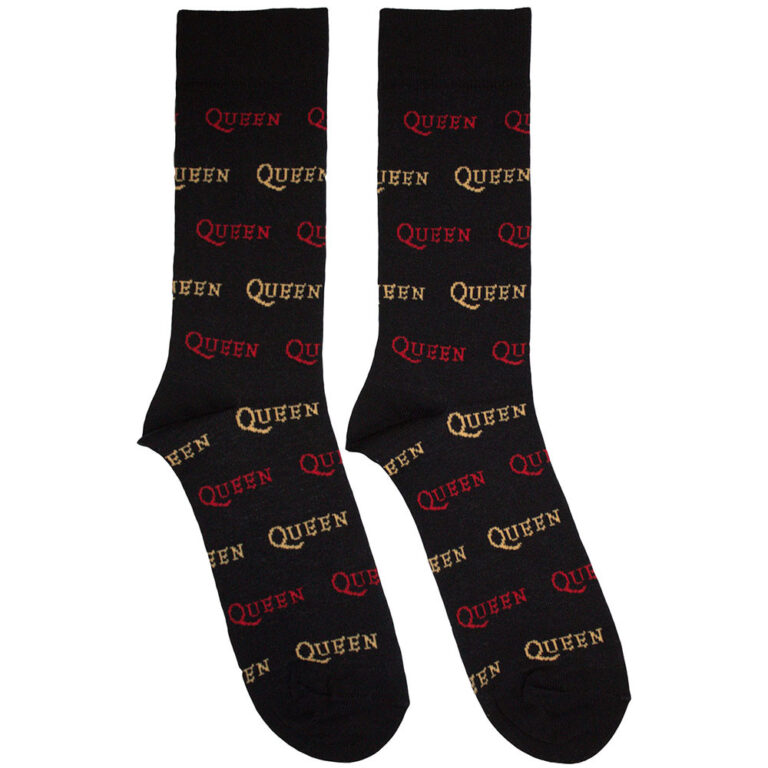 Queen Unisex Logo Repeat Colour Black UK Size 6 – 11 Socks
