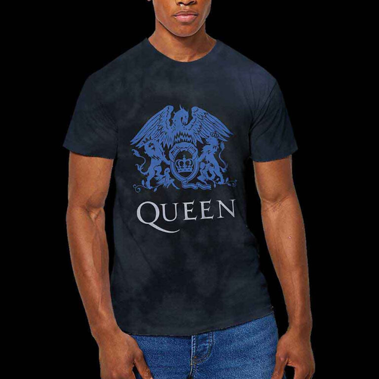 Queen Blue Crest (Dip-Dye On Black) T-Shirt