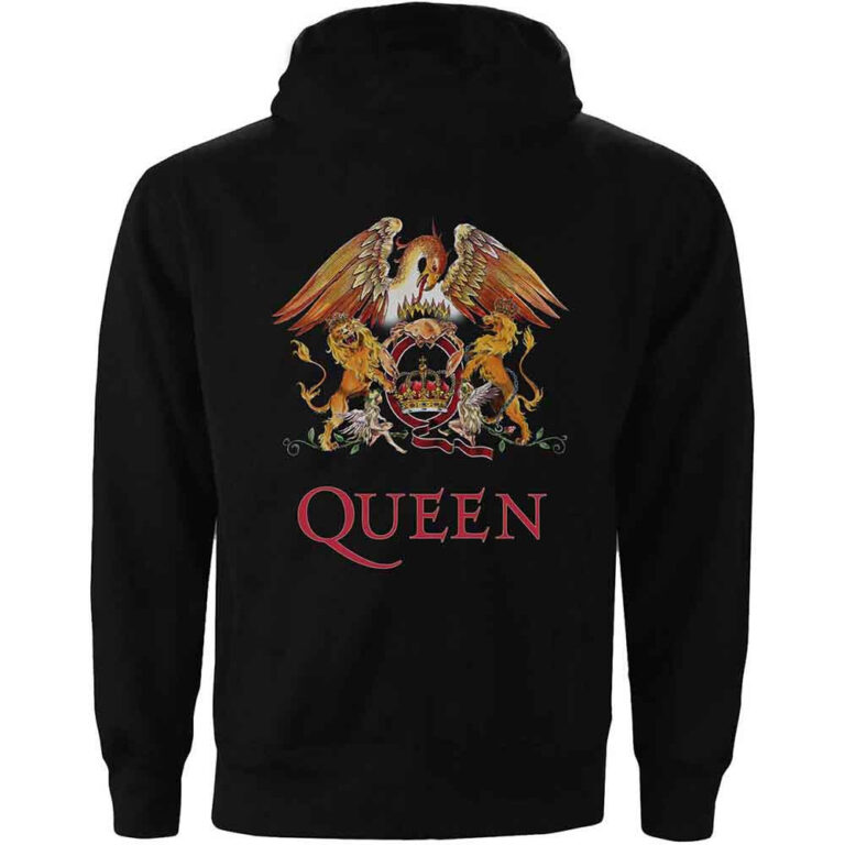 Queen Classic Crest Black Back Print Ladies Zip Hoodie