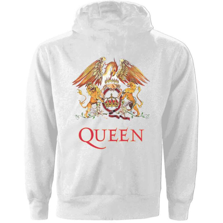 Queen Classic Crest White Back Print Ladies Zip Hoodie