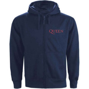 Queen Classic Crest Navy Blue Back Print Zip Hoodie