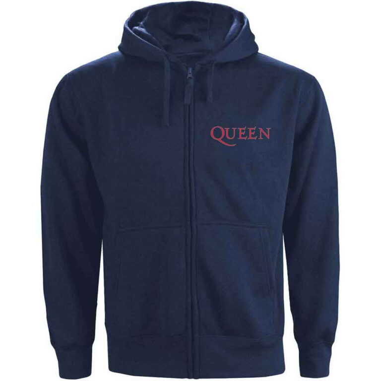 Queen Classic Crest Navy Blue Back Print Zip Hoodie
