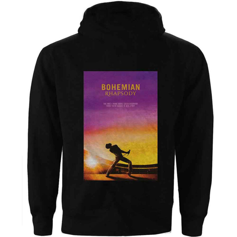 Queen Bohemian Rhapsody Movie Poster Black Back Print Zip Hoodie