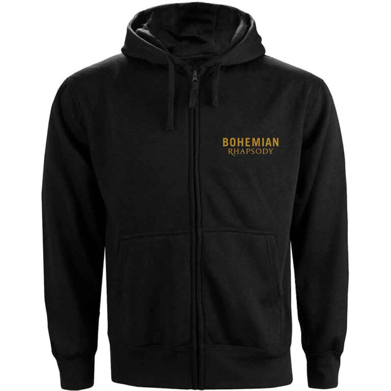 Queen Bohemian Rhapsody Movie Poster Black Back Print Zip Hoodie