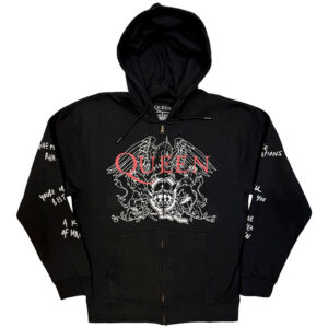 Queen Logo & Crest Outline Charcoal Grey Zip Hoodie