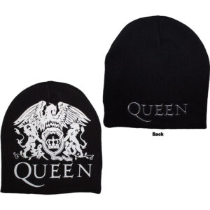 Queen Unisex Crest Black Back Print Beanie Hat