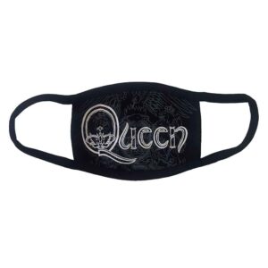 Queen White Retro Logo Black Face Mask