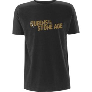 Queens Of The Stone Age Metallic Text Logo Grey T-Shirt