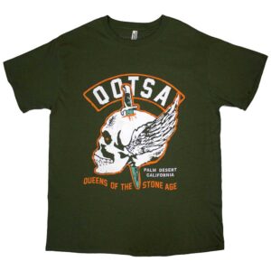 Queens Of The Stone Age Winged Skull Green T-Shirt