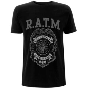 Rage Against The Machine Grey Police Badge Black T-Shirt