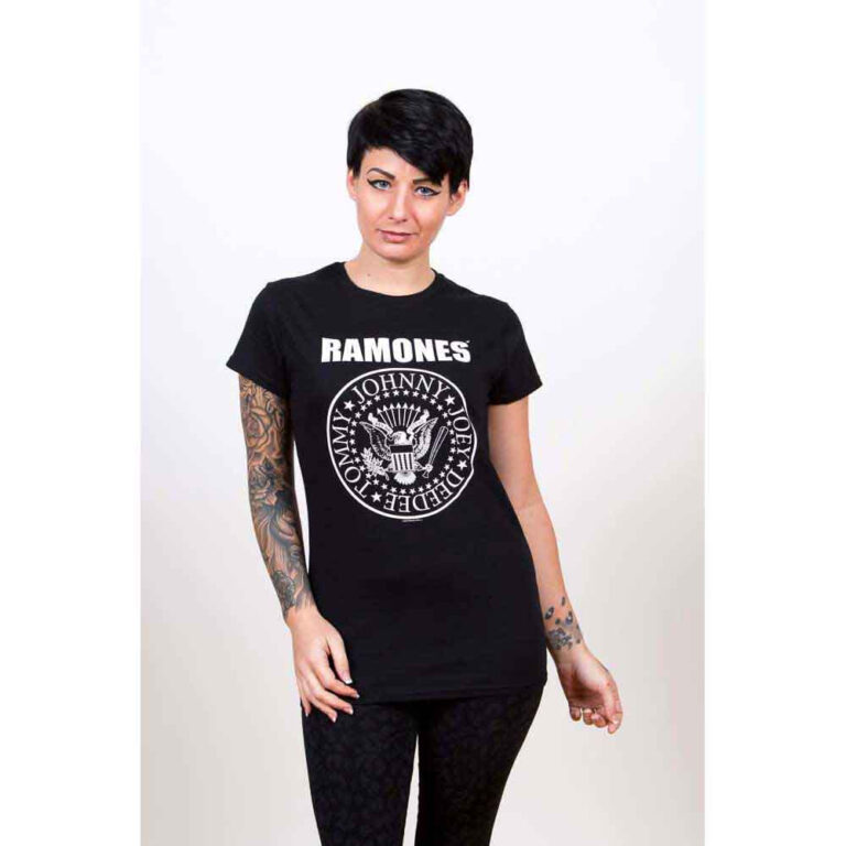Ramones Seal (Black) (Skinny Fit) Ladies T-Shirt