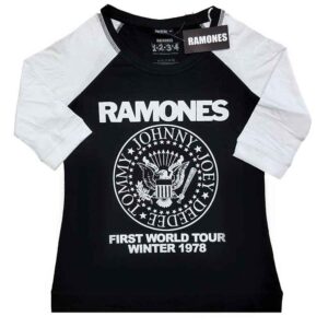 Ramones First World Tour 1978 Black & White Ladies Raglan T-Shirt
