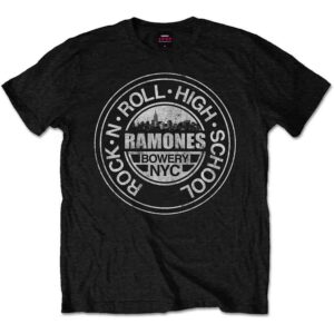 Ramones Rock 'n Roll High School, Bowery, NYC Black T-Shirt