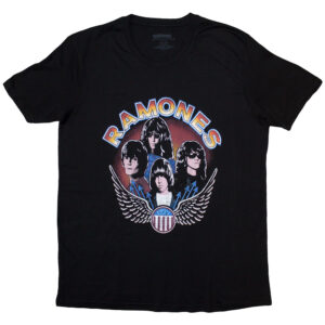 Ramones Vintage Wings Photo Black Ladies T-Shirt