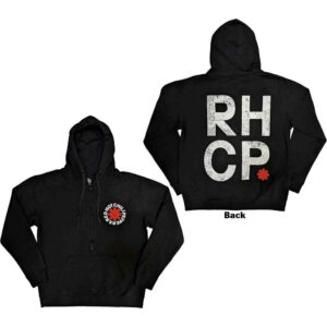 Red Hot Chili Peppers Red Asterisk Black Back Print Zip Hoodie