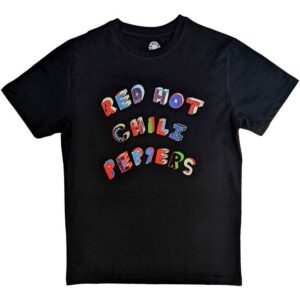 Red Hot Chili Peppers Colourful Letters Black T-Shirt