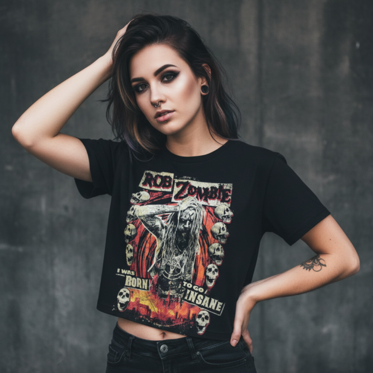 Rob Zombie Born To Go Insane Ladies Crop Top