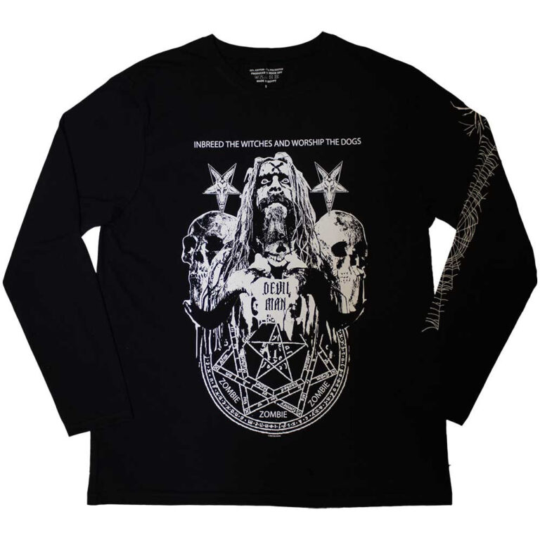 Rob Zombie Devil Man (Black) (Sleeve Print) Long Sleeve T-Shirt