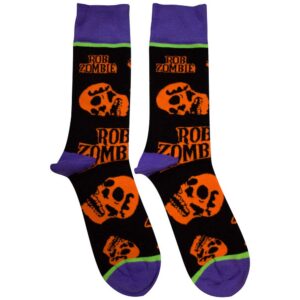 Rob Zombie Unisex Orange Skulls Black UK Size 7 - 11 Ankle Socks