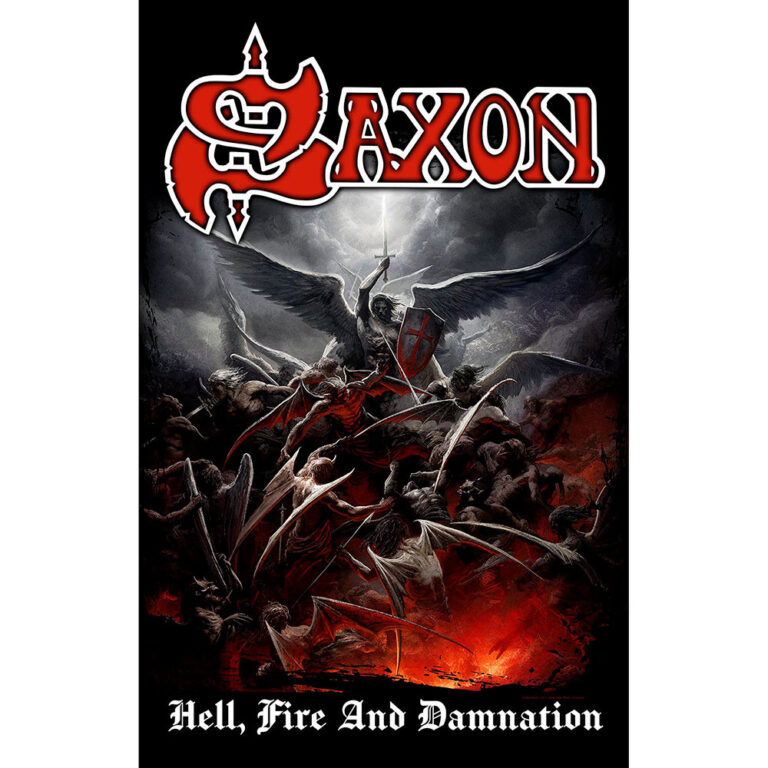 Saxon Hell, Fire And Damnation Textile Poster