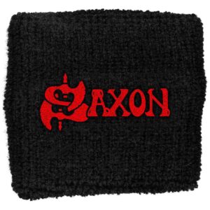 Saxon Embroidered Wristband: Red Logo Embroidered Wristband