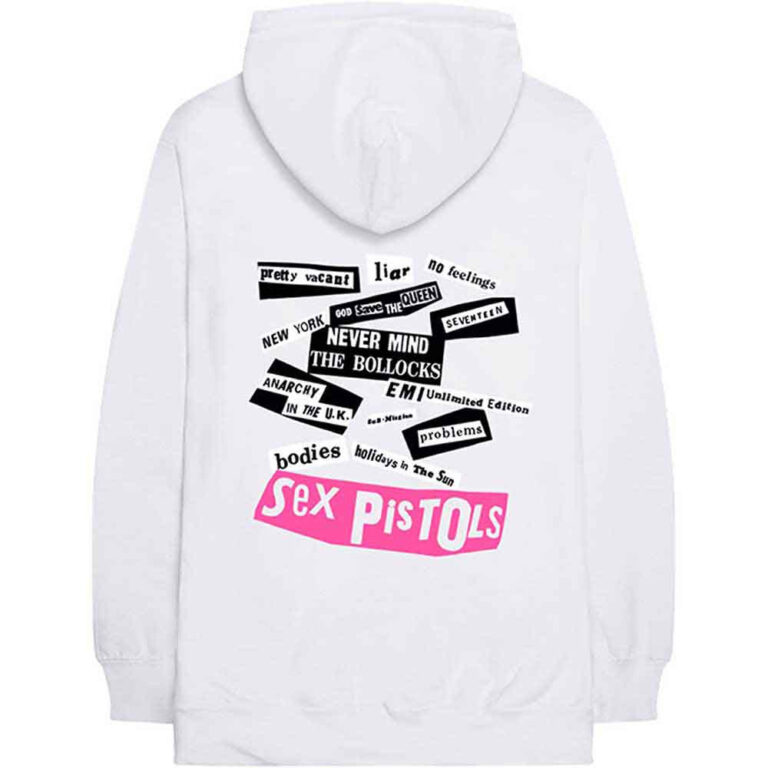 The Sex Pistols Never Mind The Bollocks White Back Print & Sleeve Print Pullover Hoodie