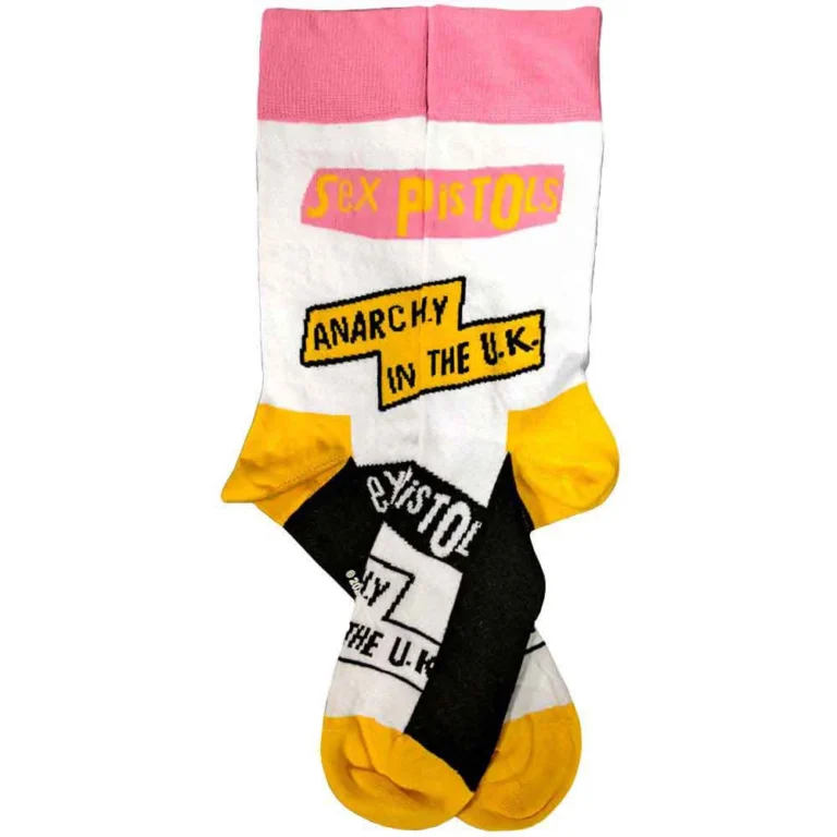 The Sex Pistols Unisex Anarchy In The UK White UK Size 4 – 7 Socks