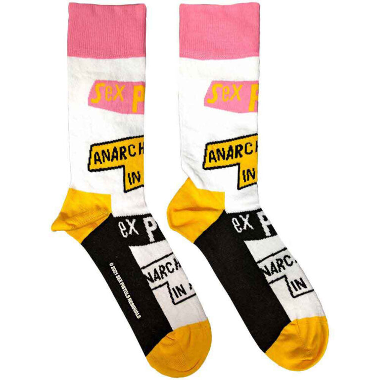 The Sex Pistols Unisex Anarchy In The UK White UK Size 4 – 7 Socks