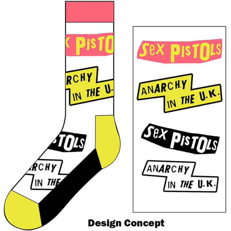 The Sex Pistols Unisex Anarchy In The UK White UK Size 7 – 11 Socks