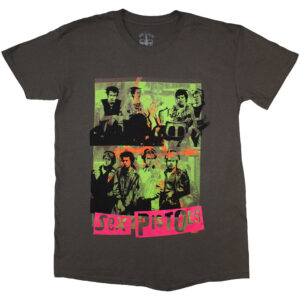 The Sex Pistols Band Green Montage Charcoal Grey T-Shirt