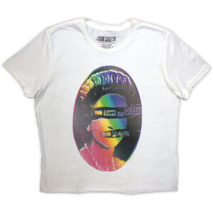 The Sex Pistols God Save The Queen Rainbow Print White Ladies Crop Top