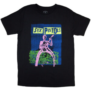 The Sex Pistols Guitar Cartoon Black T-Shirt