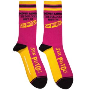 The Sex Pistols Unisex Never Mind The Bollocks Stripes Pink UK Size 7 - 11 Ankle Socks