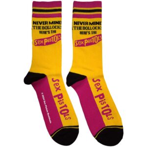 The Sex Pistols Unisex Never Mind The Bollocks Stripes Yellow UK Size 7 - 11 Ankle Socks