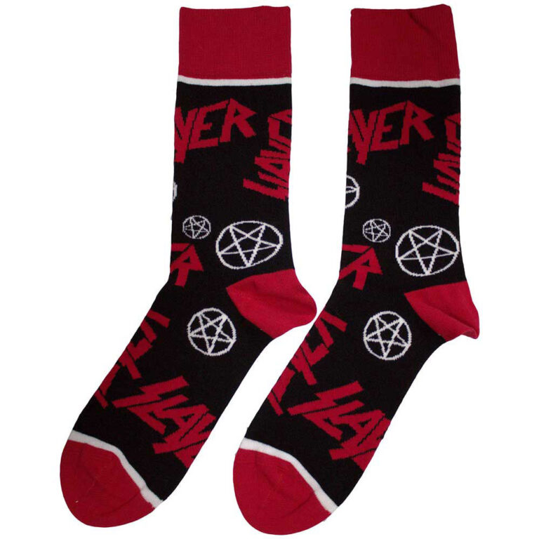 Slayer Logos and Pentagrams (Black) (UK Size 4 – 7) Socks