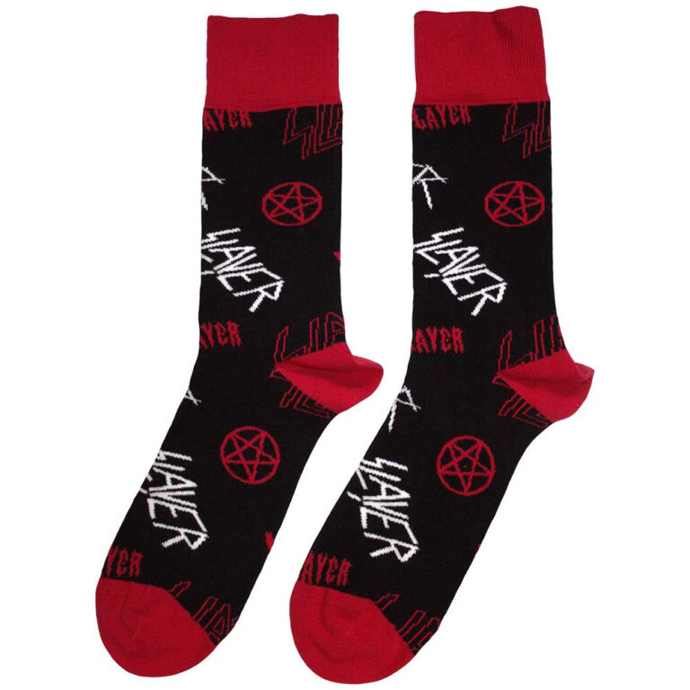 Slayer Logos Pattern (Black) (UK Size 7 – 11) Socks