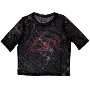 Slayer Scratchy Logo Black Mesh Ladies Crop Top