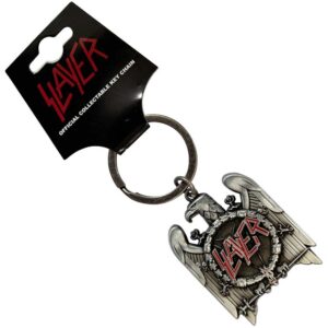 Slayer Silver Eagle v2 Oxidised Chrome Relief With Red Highlights Keychain