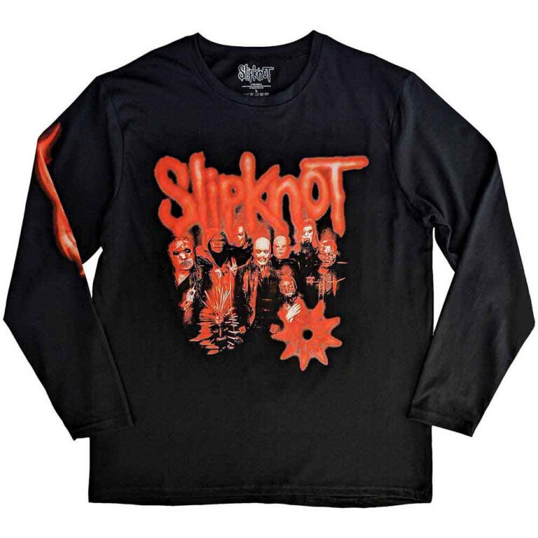 Slipknot The End, So Far Group Photo Tribal-S Nonagram (Black) (Back & Sleeve Print) Long Sleeve T-Shirt