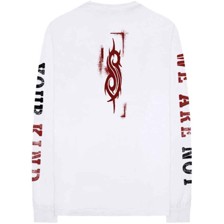 Slipknot Shrouded Group (White) (Back & Sleeve Print) Long Sleeve T-Shirt